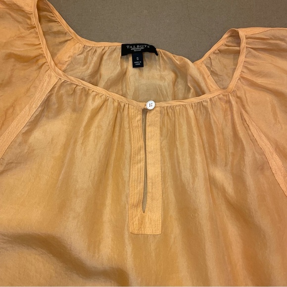 Talbots Petites 100% Silk Short Puffed Sleeve Blouse Size Small - Picture 5 of 10
